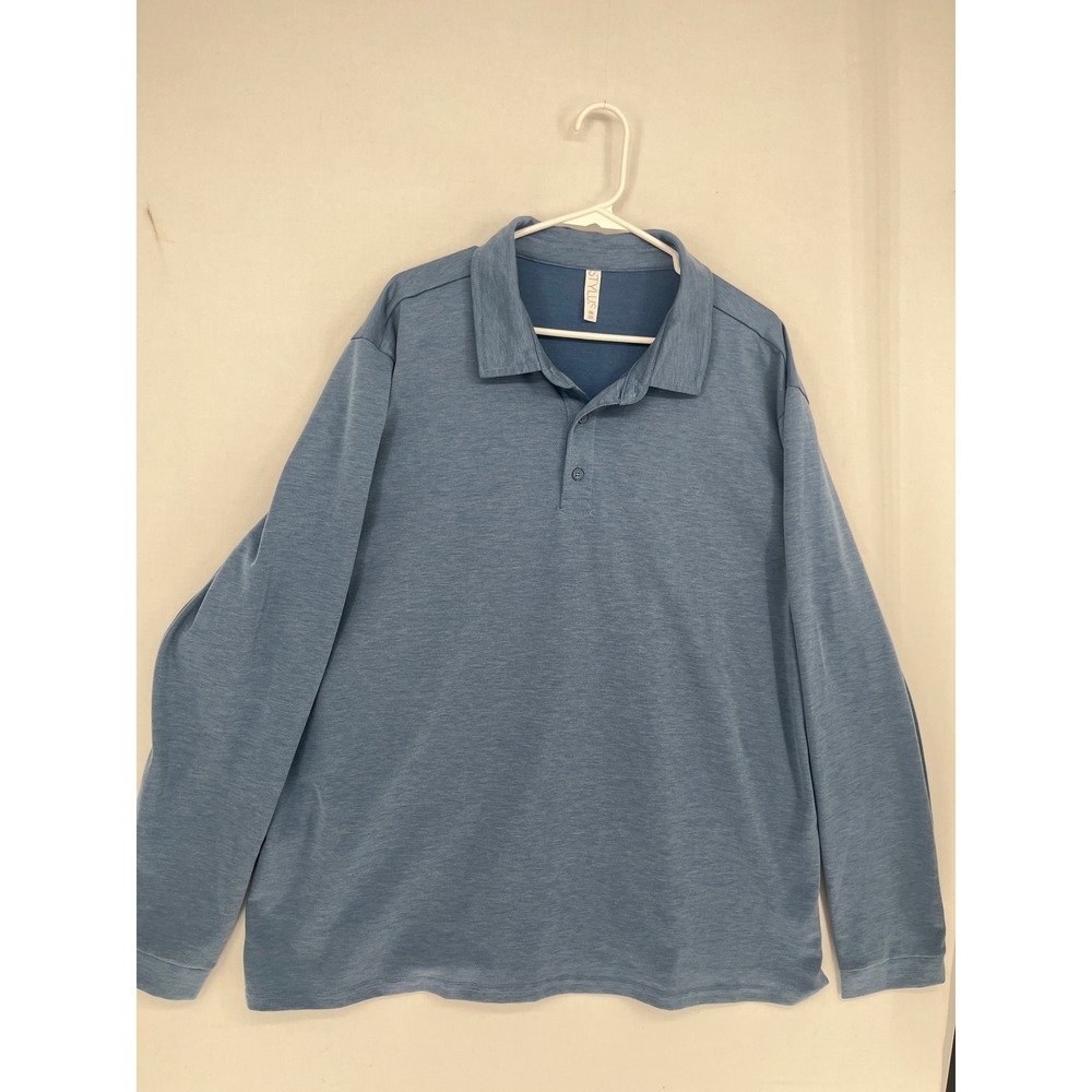 Stylus Mens XXL Blue Heathered Long Sleeve Polo Shirt Modal Blend Stretch 3209